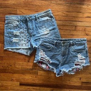 2 pairs of denim high waisted shorts